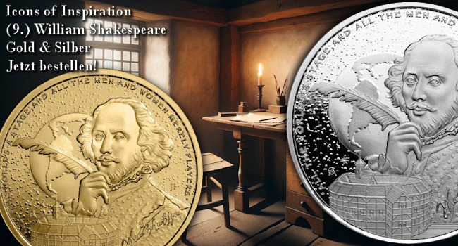 Icons of Inspiration: William Shakespeare in Gold & Silber